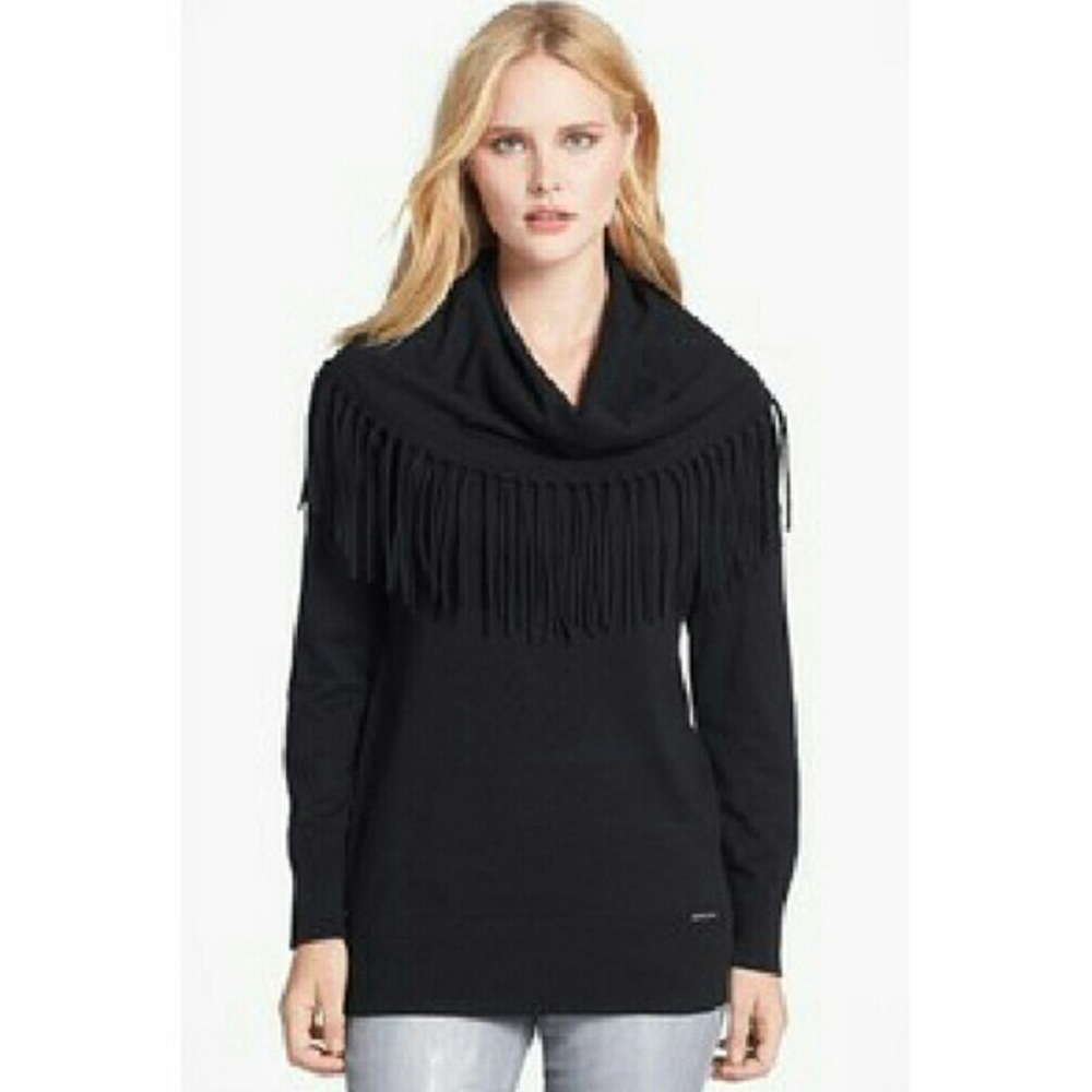MICHAEL KORS fringe cowl neck sweater